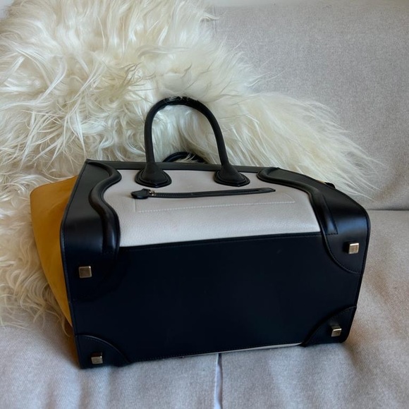 Celine Mini Luggage Shopper Tote in Mustard/Black/Grey color block - Picture 6 of 11